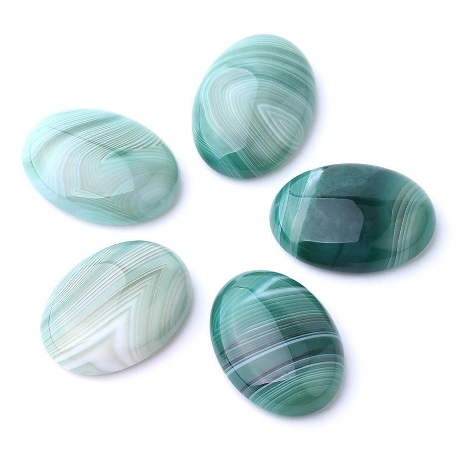 Oval Natural Green Agate Stones