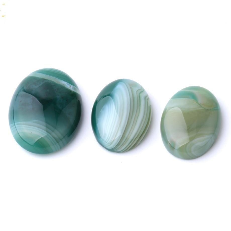 Oval Natural Green Agate Stones