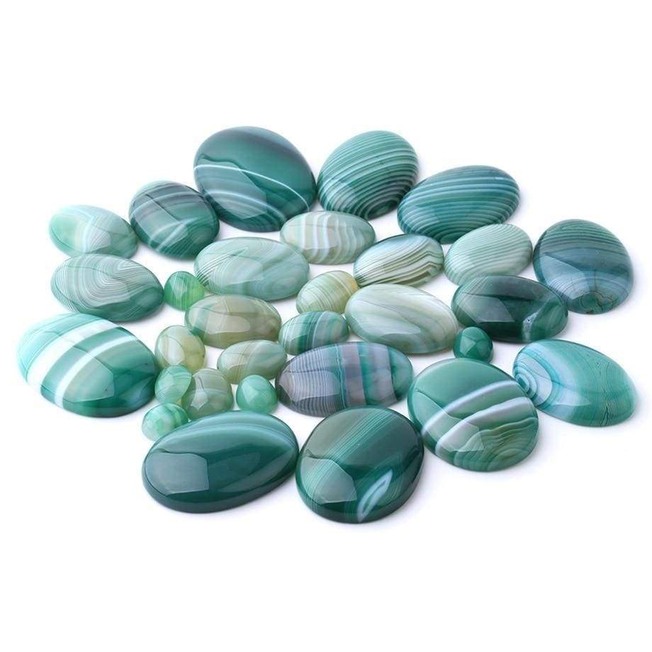 Oval Natural Green Agate Stones