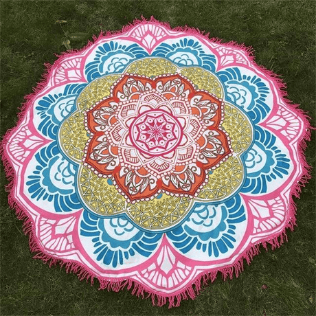 Lotus Mandala Tassel Round Mat