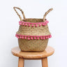 Pom Pom Seagrass Foldable Storage Basket