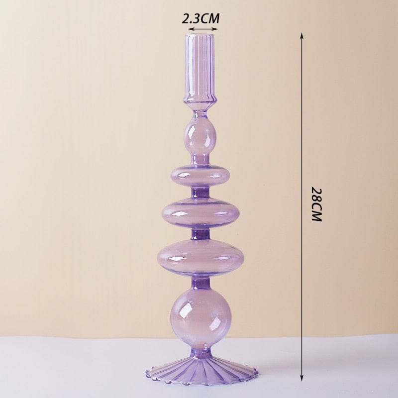 Purple and Pink Glass Candle Holders