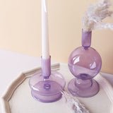 Purple and Pink Glass Candle Holders