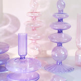 Purple and Pink Glass Candle Holders