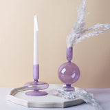 Purple and Pink Glass Candle Holders