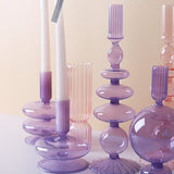 Purple and Pink Glass Candle Holders