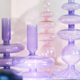 Purple and Pink Glass Candle Holders