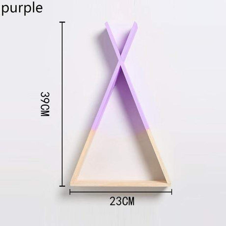 Color Dipped Wooden Triangle Wall Shelf