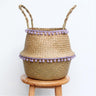 Pom Pom Seagrass Foldable Storage Basket