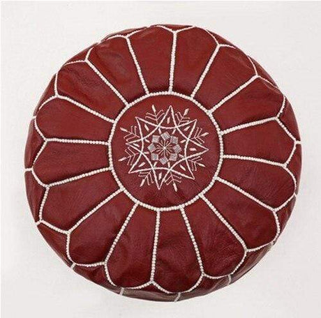 Handmade Genuine Leather Moroccan Pouf Unstuffed