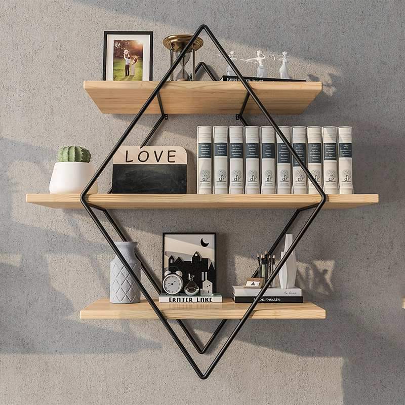 Rhomboid Wooden Wall Shelf