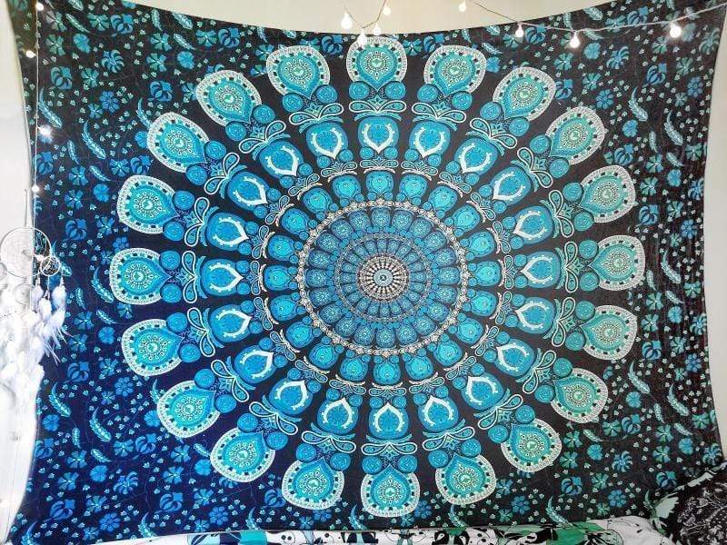 Turquoise Blue Mandala Tapestry