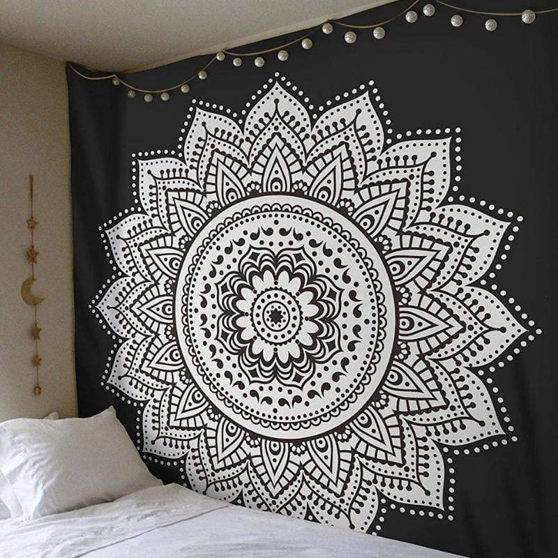 Black and White Mandala Tapestry