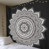 Black and White Mandala Tapestry