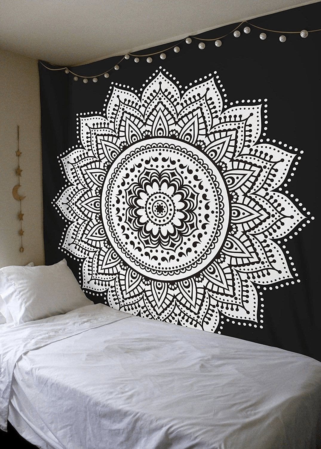 Black and White Mandala Tapestry