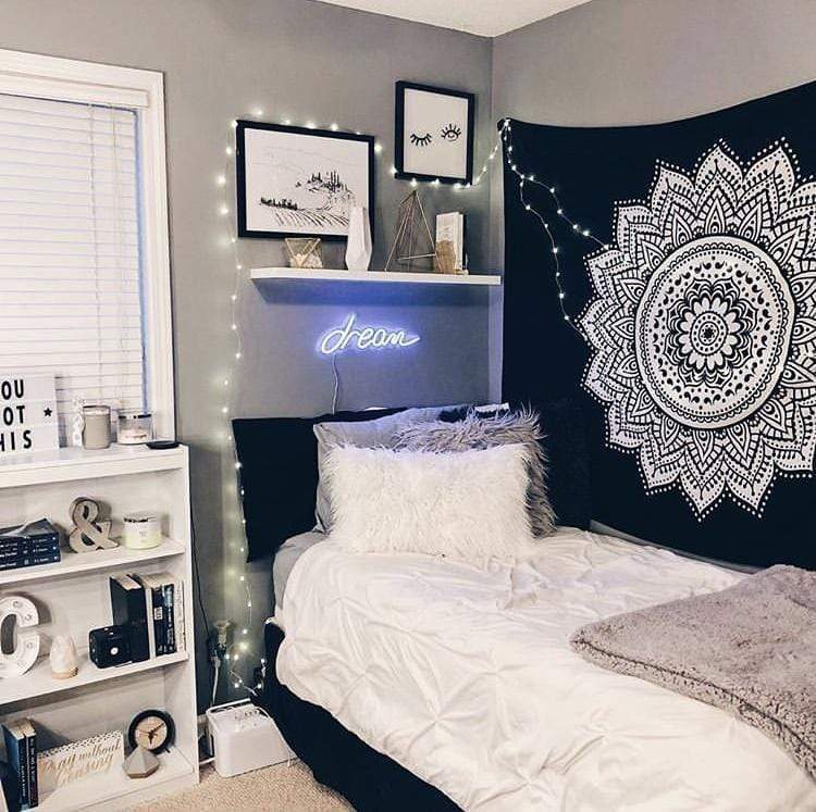 Black and White Mandala Tapestry