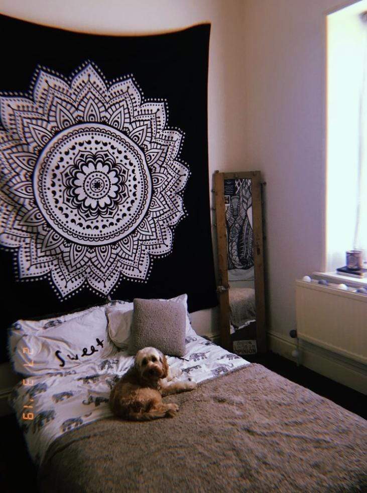 Black and White Mandala Tapestry