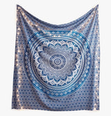 Blue and White Mandala Tapestry