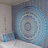 Blue and White Mandala Tapestry