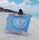 Blue and White Mandala Tapestry