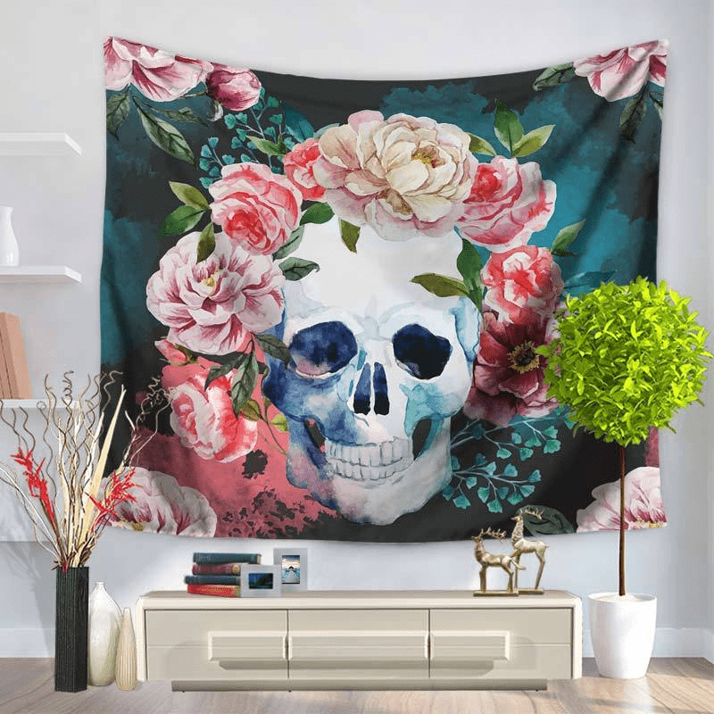 Flower Skull Tapestry