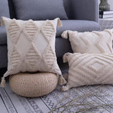 Tassels Beige Pillow Cover