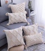 Tassels Beige Pillow Cover