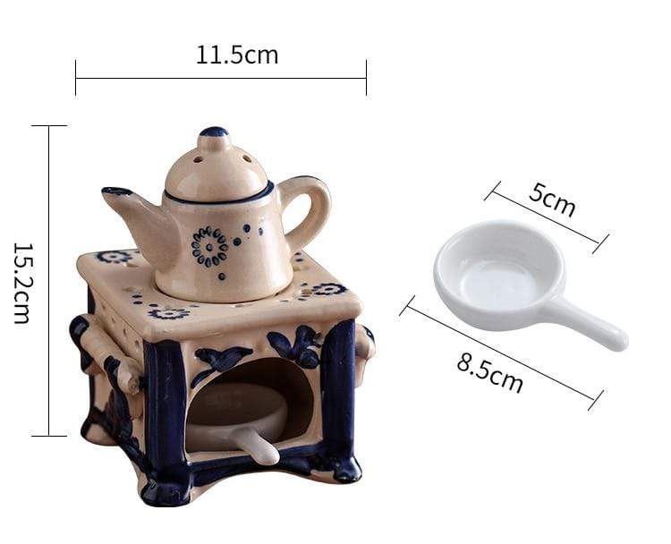 Vintage Inspired Ceramic Burner, Cute Teapot-Shape
