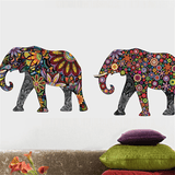 Elephant Flower Pattern Wall Stickers 4pcs
