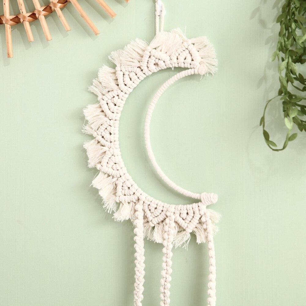 White Macrame Moon Wall Hanging Decor