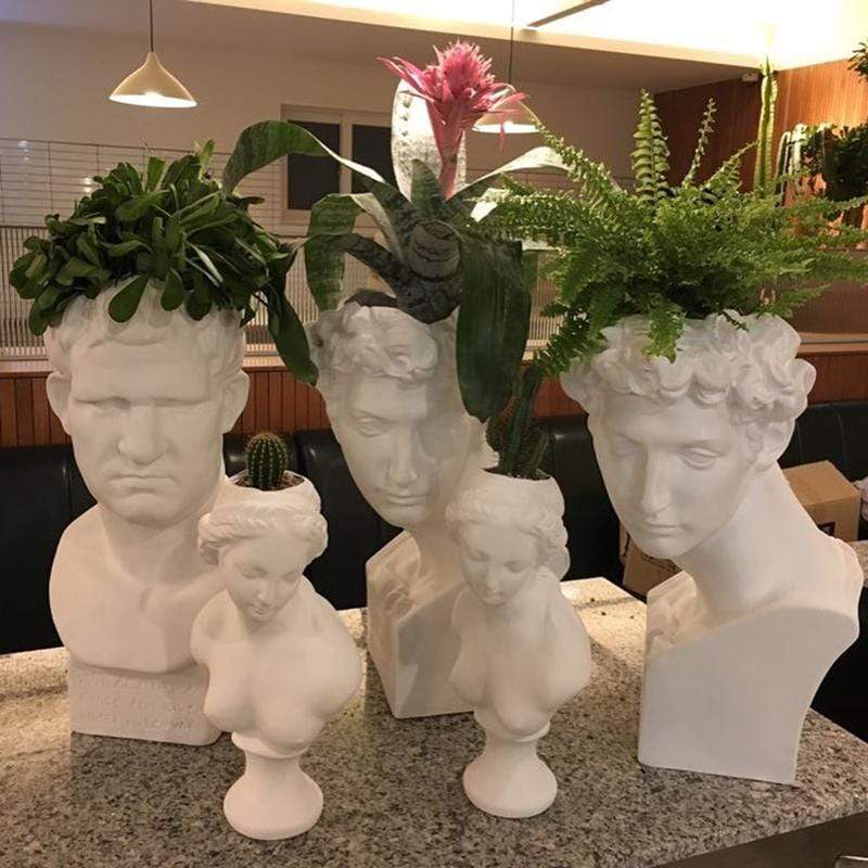 White Sculpture Head Vases