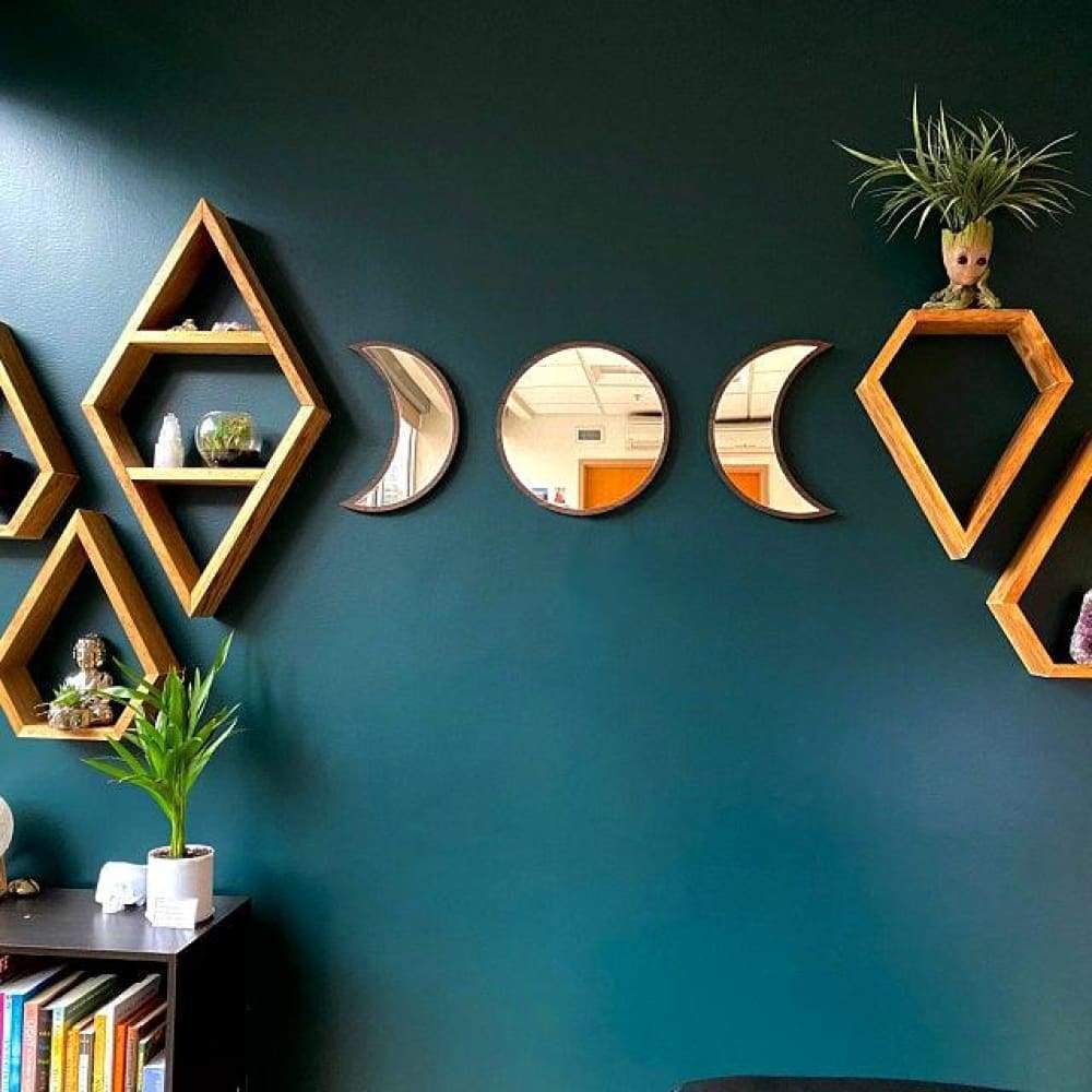 Wooden Moonphase Mirror Set