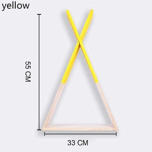 Color Dipped Wooden Triangle Wall Shelf