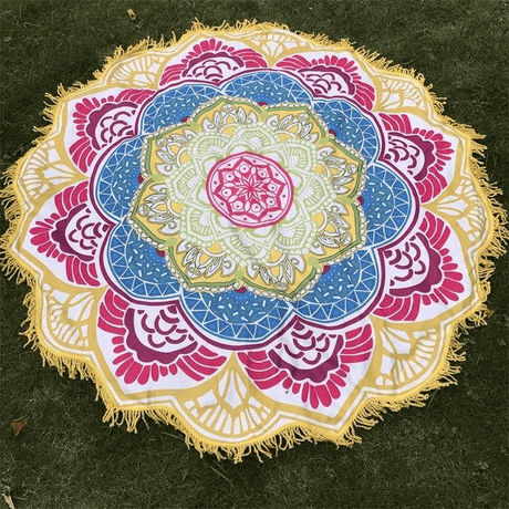 Lotus Mandala Tassel Round Mat