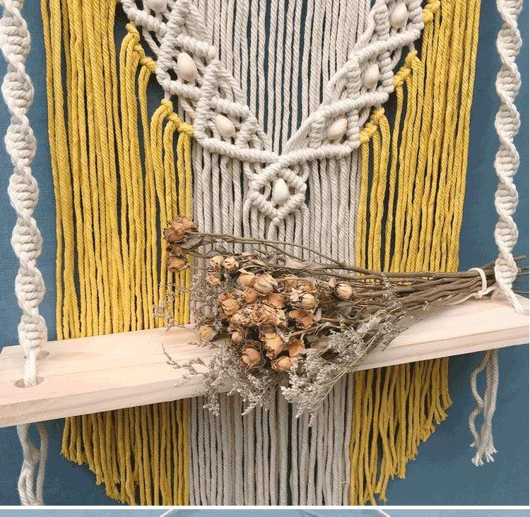 Wooden Macrame Hanging Shelf