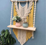 Wooden Macrame Hanging Shelf