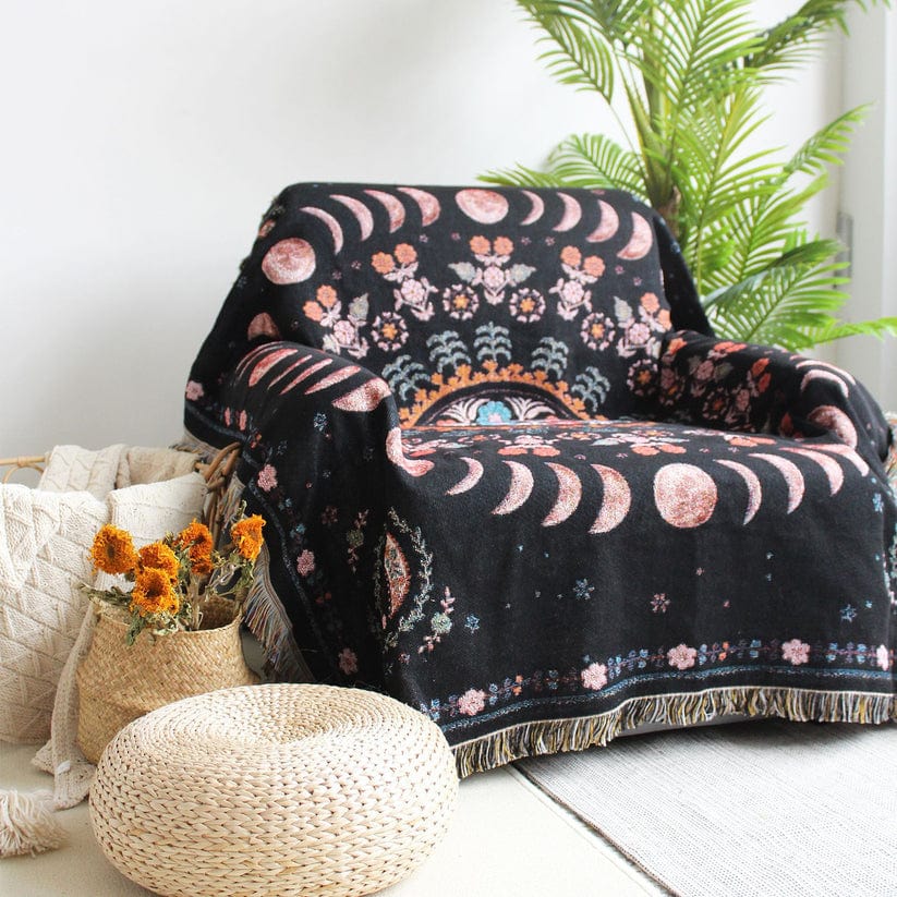 Lunar Phases Throw Blanket