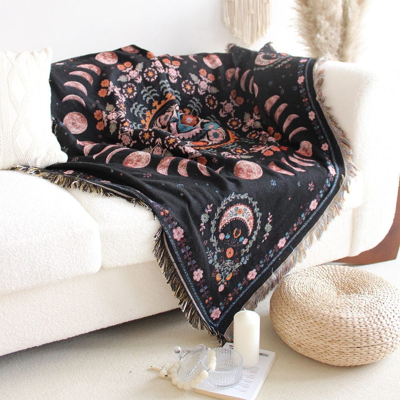 Lunar Phases Throw Blanket