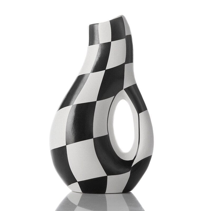 Handpainted Checkered Ceramic Vase