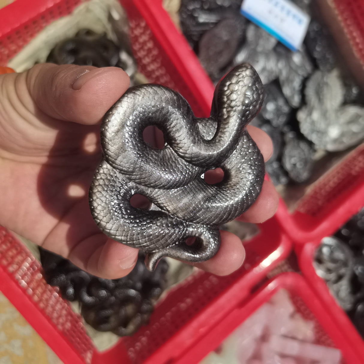 Crystal Quartz Snake Carving