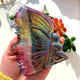 Rainbow Aura Quartz Butterfly Carving