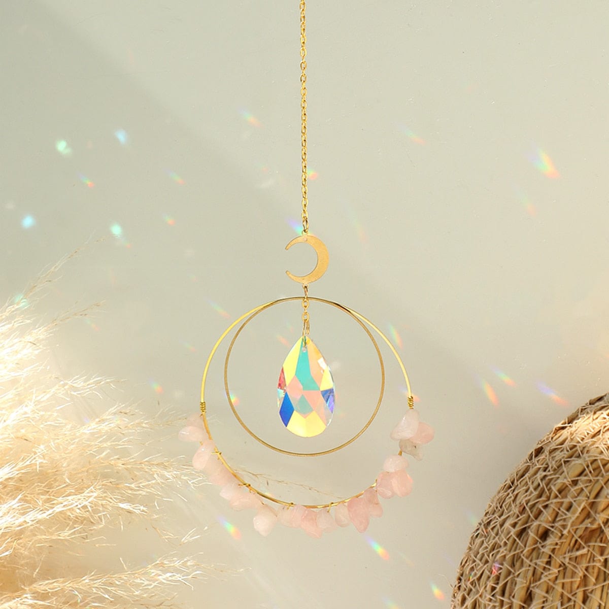 Crystal Chips Moon Suncatcher