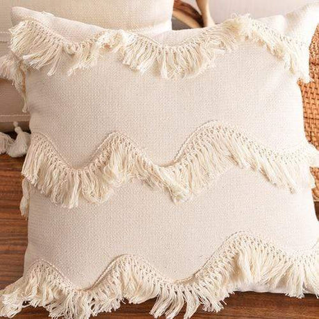 Boho Plush Pillow Cover With Tassels