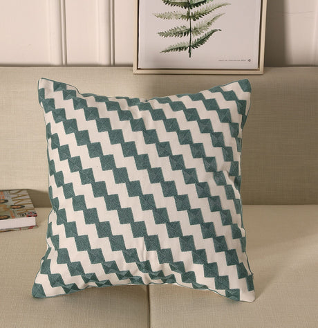 Lake Green Embroidered Cushion Covers