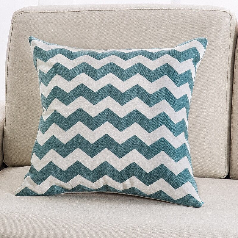 Lake Green Embroidered Cushion Covers