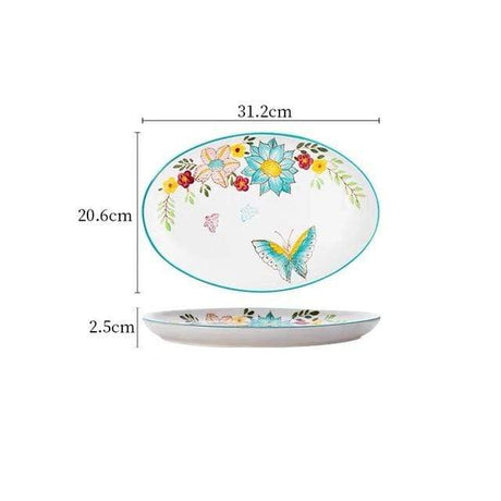 Nordic Style Floral Plates Set