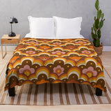 60s Retro Floral Power Throw Blanket