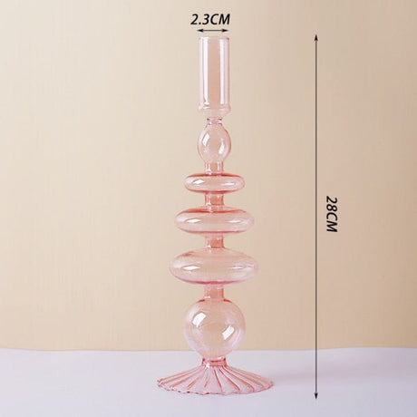 Purple and Pink Glass Candle Holders