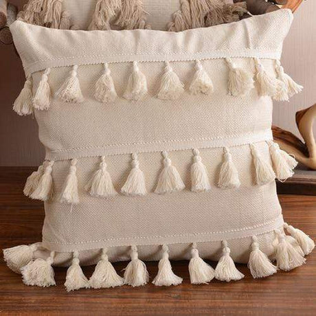 Boho Plush Pillow Cover With Tassels