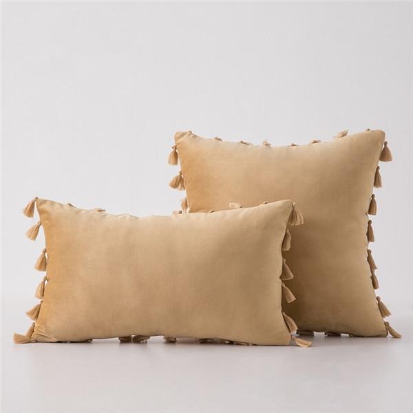 Velvet Cushion Cover with Tassels